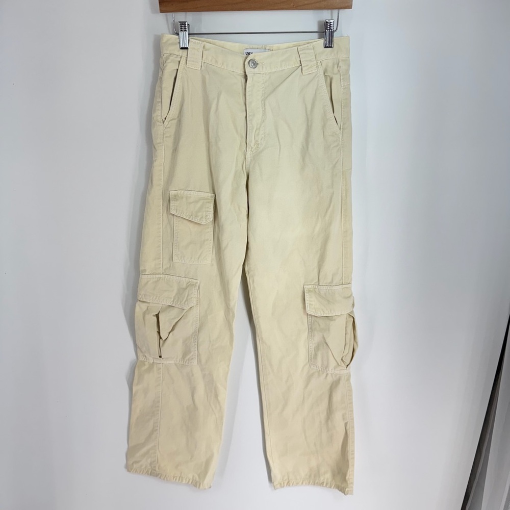 Zara Trendy Cargo Tan Utility Gorpcore Pocket Baggy Pants